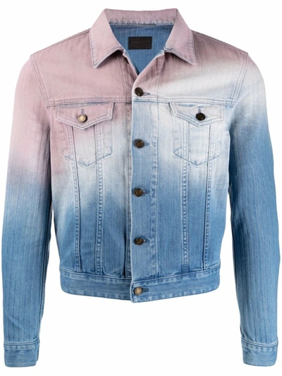 Shop Saint Laurent Gradient-effect Denim Jacket In Multicolor