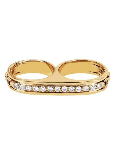 Shop Hoorsenbuhs Double Barrel Ring With Diamonds In Gold