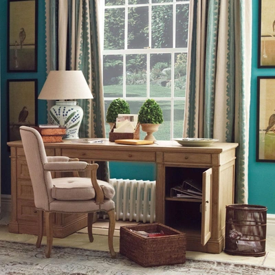 OKA EDWARD WEATHERED OAK DESK WITH CUPBOARD - BROWN EDWARD-WEATHERED-OAK-DESK