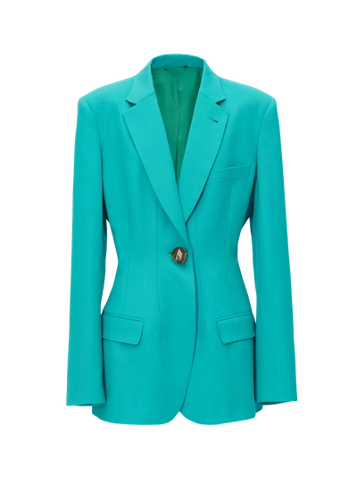 Shop Attico "donna" Aqua Green Jacket In Peacock
