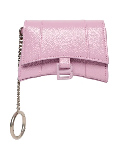 Shop Balenciaga Hourglass Cardholder Keychain Pink