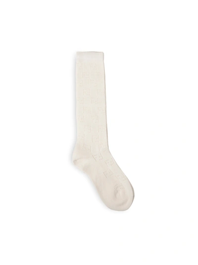 Shop Fendi Knitted Ff Logo Socks Bianco White
