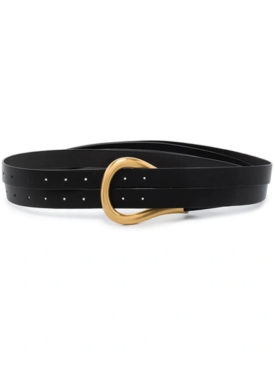 Shop Bottega Veneta Leather Double Strap Belt In Black