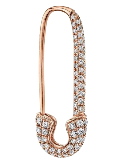 Shop Anita Ko 18k Rose Gold Diamond Pave Single Safety Pin Earring, Left