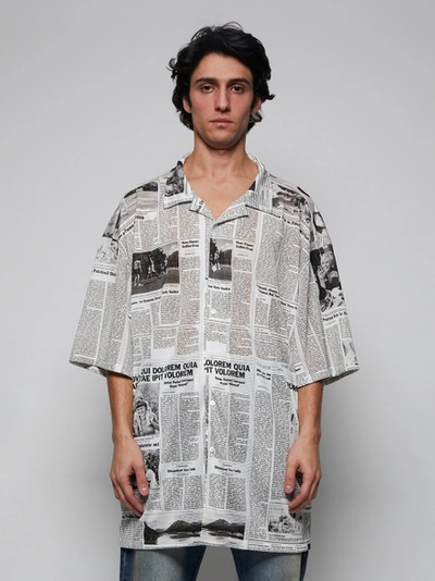 Balenciaga Newspaper Print Shirt In White ModeSens