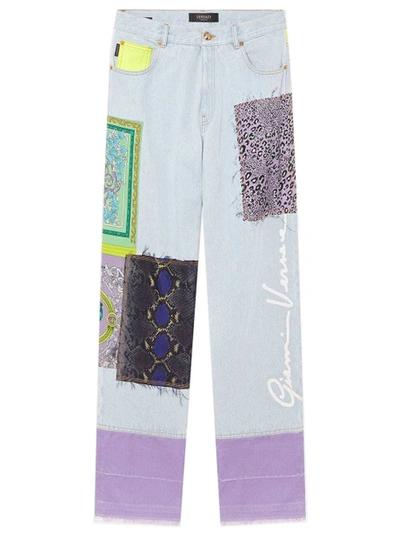 Shop Versace Patchwork Denim Jeans