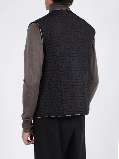 Shop Versace Greca Print Vest Black