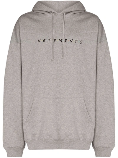 Shop Vetements Grey Friendly Logo Hoodie