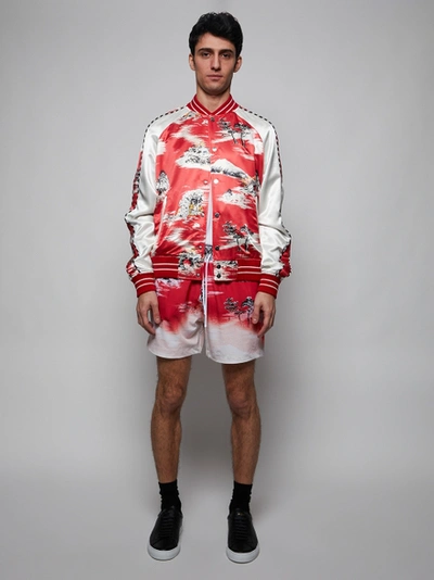 Shop Amiri Hawaiian Bomber Jacket, Red