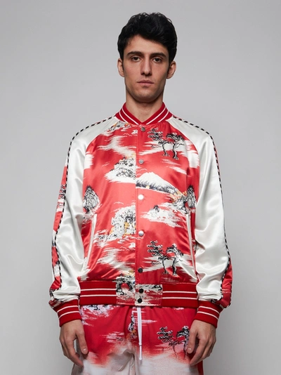 Shop Amiri Hawaiian Bomber Jacket, Red