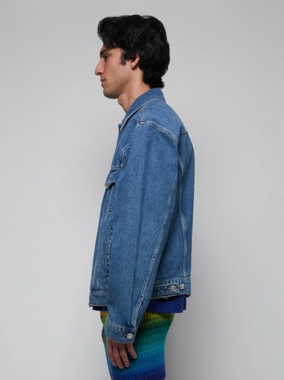 Shop Balenciaga Large Fit Denim Logo Jacket