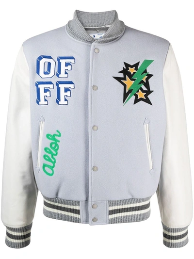 Shop Off-white Wool & Leather Varsity Jacket