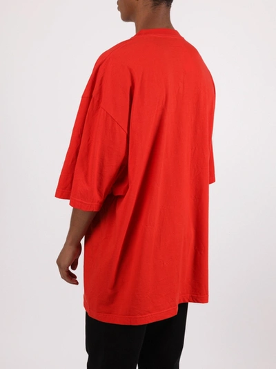 Shop Balenciaga Vermillion Red Logo T-shirt