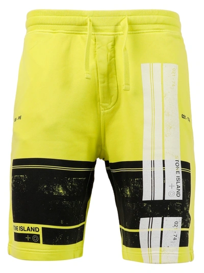 Shop Stone Island Fleece Logo Shorts, Pistachio