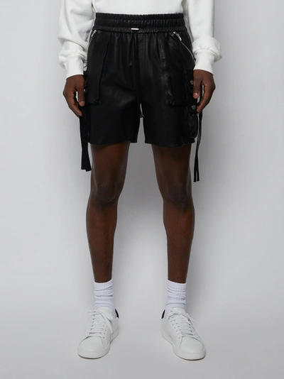 Shop Amiri Tactical Leather Short, Black