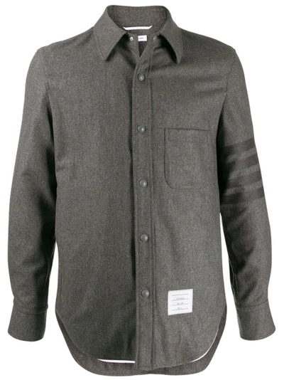 Shop Thom Browne 4-bar Snap Front Shirt Jacket