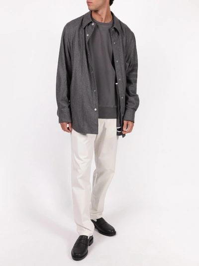 Shop Thom Browne 4-bar Snap Front Shirt Jacket