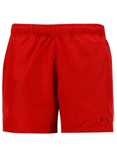 Shop Off-white For Swim Logo Swim Shorts, Red