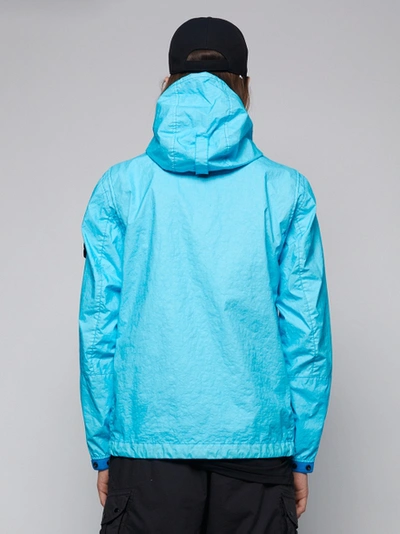 Shop Stone Island Hooded Zipped Jacket Turquoise