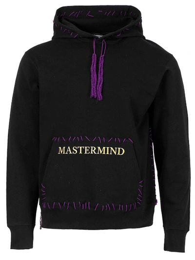 Shop Mastermind Japan Hand-stitched Logo Hoodie, Black