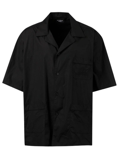 Shop Balenciaga Short-sleeve Pajama Shirt, Black