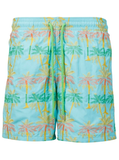 Shop Vilebrequin Palm Tree Print Swim Trunks Blue