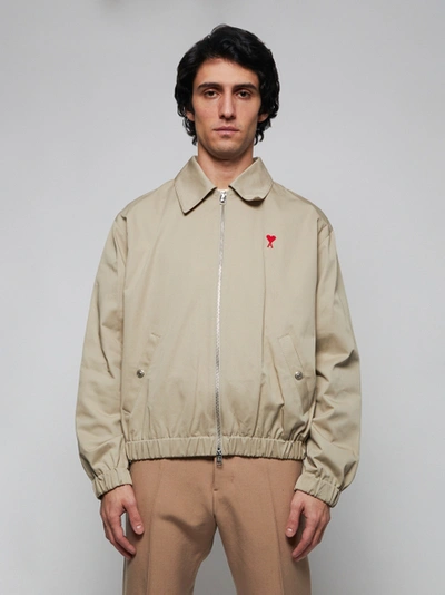 Shop Ami Alexandre Mattiussi Ami De Coeur Zipped Jacket Beige