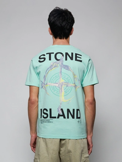 Shop Stone Island Classic Logo Detail T-shirt Aqua