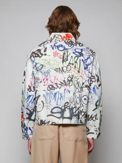 Shop Vetements Graffiti Print Denim Jacket , White