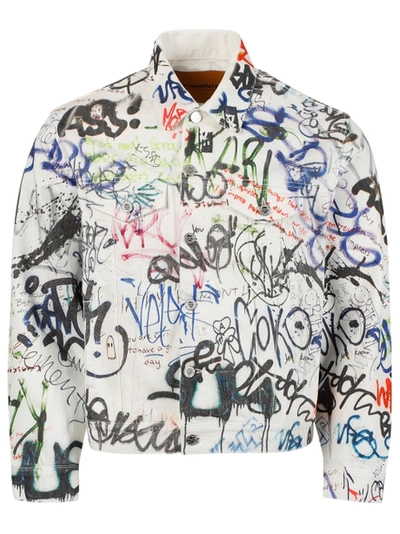 Shop Vetements Graffiti Print Denim Jacket , White