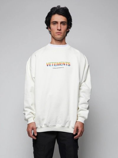 Shop Vetements Think Differently Sweatshirt, White