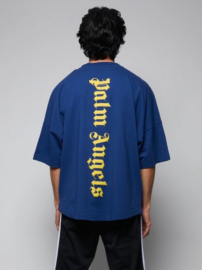 Shop Palm Angels Vertical Logo Oversize T-shirt, Blue