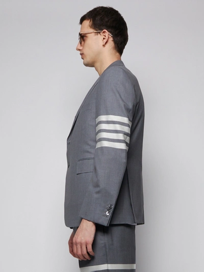 Shop Thom Browne Classic Sport 4-bar Coat, Medium Grey