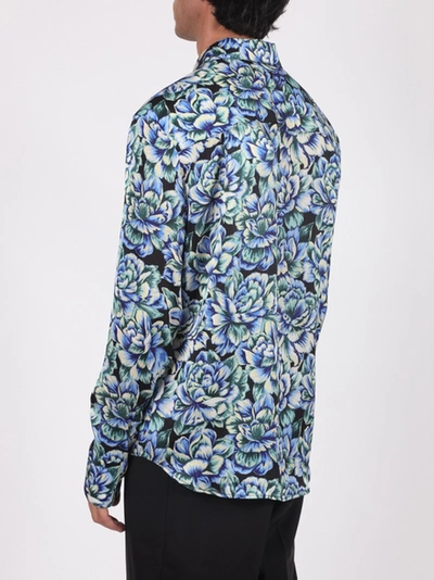 Shop Paco Rabanne Blue Hortensia Acid Flow Print Shirt