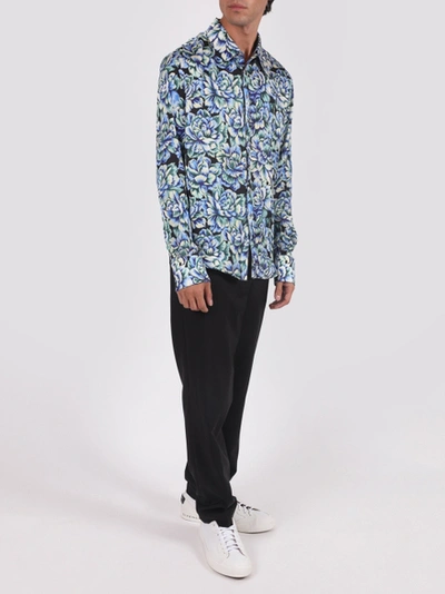 Shop Paco Rabanne Blue Hortensia Acid Flow Print Shirt