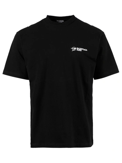 Shop Balenciaga Logo Graphic Crew Neck T-shirt, Black