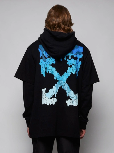 Shop Off-white Blue Marker Double Sleeve Hoodie, Black