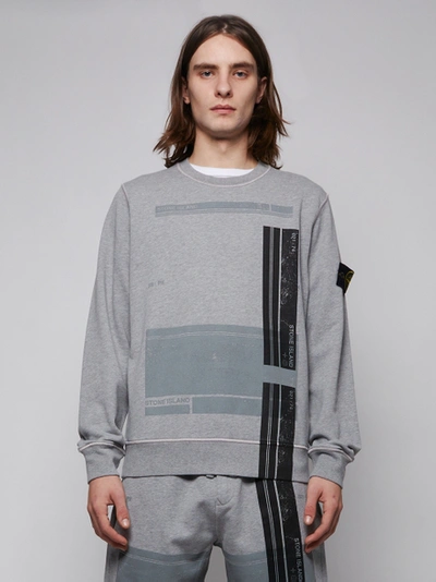 Shop Stone Island Fitted Graphic Sweatshirt In Grey