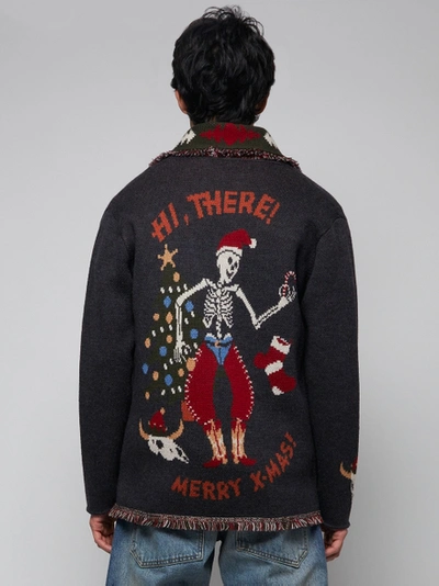 Shop Alanui Hi There Merry Christmas Card Cardigan