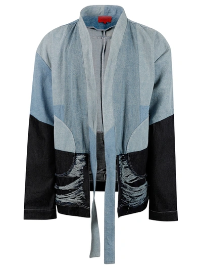 Shop Who Decides War Melded Denim Patchwork Robe, Sky Indigo