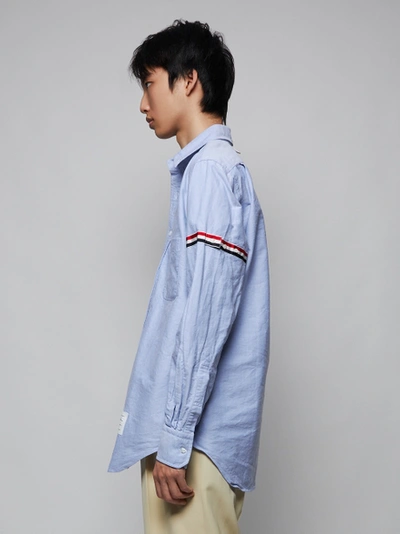 Shop Thom Browne Classic Oxford Armband Shirt Light Blue