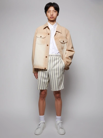 Shop Acne Studios Faded Effect Denim Jacket, Ecru And Beige