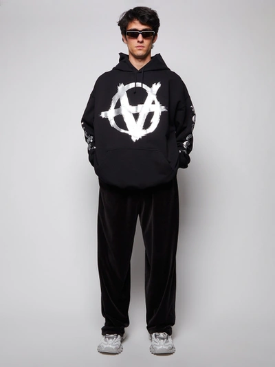Shop Vetements Double Anarchy Logo Hoodie Black And Silver