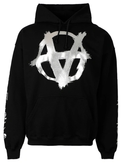 Shop Vetements Double Anarchy Logo Hoodie Black And Silver