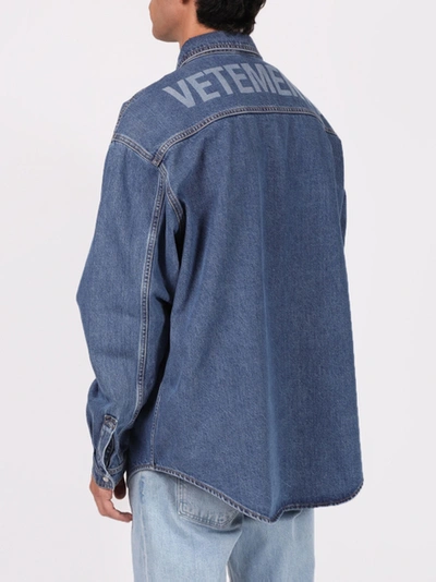 Shop Vetements Classic Button Down Denim Shirt Medium Blue
