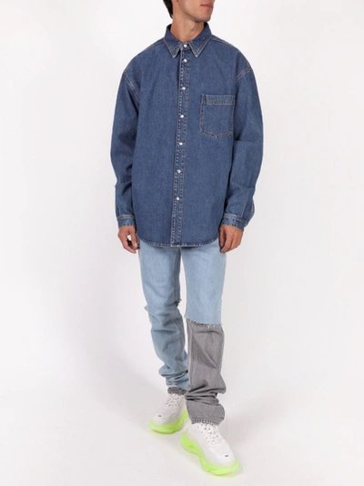 Shop Vetements Classic Button Down Denim Shirt Medium Blue