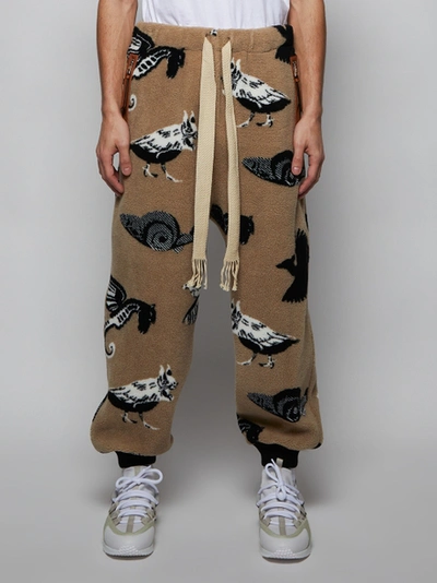 Shop Loewe Green And Tan Fleece Jacquard Track Trousers