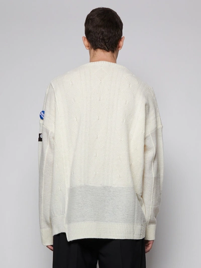 Shop Raf Simons Oversized Reversed Braid Relief Sweater, White