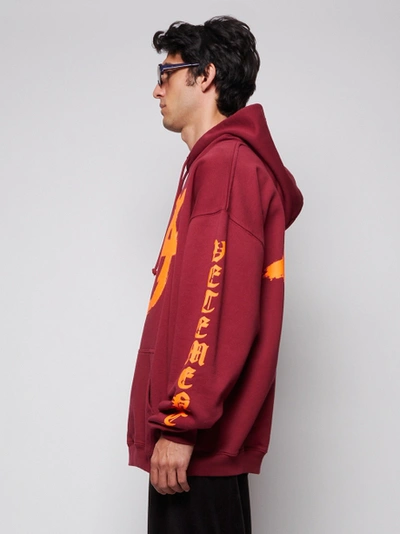 Shop Vetements Double Anarchy Logo Hoodie Bordeaux And Orange