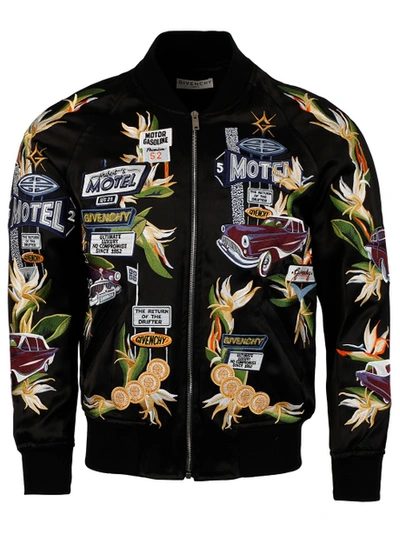 Shop Givenchy Embroidered Motel Car Motif Bomber Jacket, Black